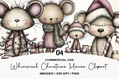 Whimsical Christmas Mouse Clipart Product Image 1