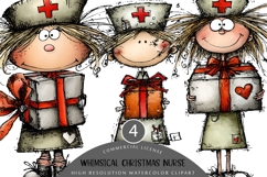 Whimsical Christmas Nurse Clipart | Cute Medical Holiday Product Image 1
