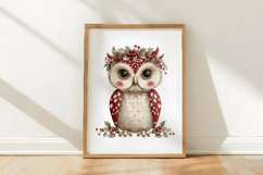 Whimsical Christmas Owl Clipart Product Image 3
