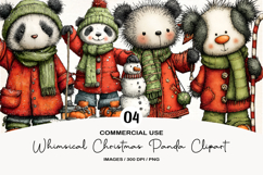 Whimsical Christmas Panda Clipart Product Image 1
