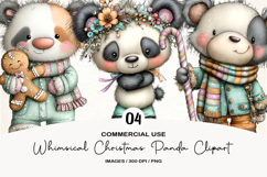 Whimsical Christmas Panda Clipart PNG Product Image 1