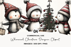 Whimsical Christmas Penguin Clipart Product Image 1