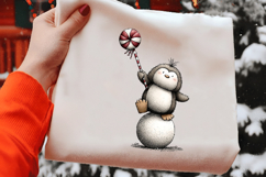 Whimsical Christmas Penguin Clipart Product Image 2