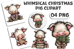 Whimsical Christmas Pig Clipart Product Image 1