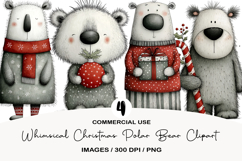 Whimsical Christmas Polar Bear Clipart Product Image 1