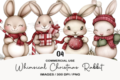 Whimsical Christmas Rabbit Clipart Product Image 1