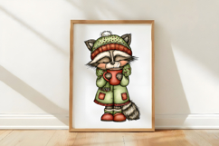 Whimsical Christmas Raccoon Clipart Product Image 3