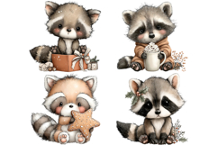 Whimsical Christmas Racoon Clipart Product Image 2