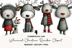 Whimsical Christmas Reindeer Clipart Product Image 1