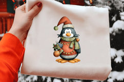 Whimsical Christmas Santa Penguin Clipart Product Image 2