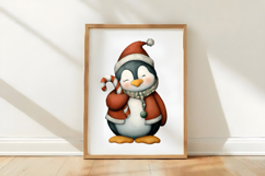 Whimsical Christmas Santa Penguin Clipart Product Image 3