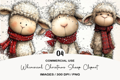 Whimsical Christmas Sheep Clipart Product Image 1