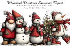 Whimsical Christmas Snowman Clipart Product Image 1