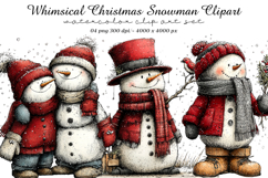 Whimsical Christmas Snowman Clipart Product Image 1