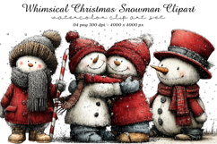 Whimsical Christmas Snowman Clipart Product Image 1