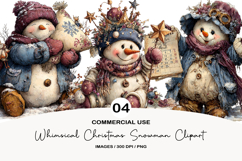 Whimsical Christmas Snowman Clipart Product Image 1