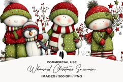 Whimsical Christmas Snowman Clipart Product Image 1