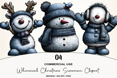 Whimsical Christmas Snowman Clipart Product Image 1