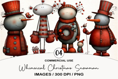 Whimsical Christmas Snowman Clipart Product Image 1