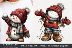 Whimsical Christmas Snowman Clipart Product Image 1
