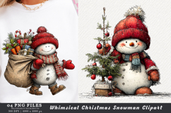 Whimsical Christmas Snowman Clipart Product Image 1