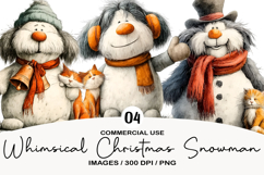 Whimsical Christmas Snowman Clipart Product Image 1
