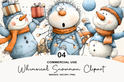 Whimsical Christmas Snowman Clipart Product Image 1