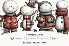 Whimsical Christmas Snowman Clipart Product Image 1