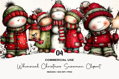Whimsical Christmas Cute Snowman Clipart Product Image 1