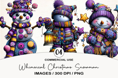 Whimsical Christmas Snowman Clipart Sublimation Product Image 1