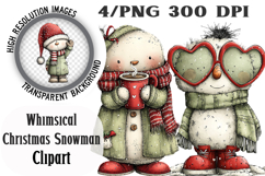 Whimsical Christmas Snowman Clipart PNG Product Image 1