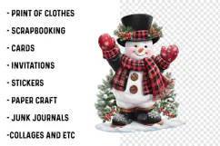 Whimsical Christmas Snowman PNG | Red Plaid Winter Clipart Product Image 2