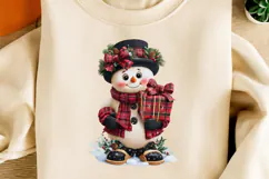 Whimsical Christmas Snowman PNG | Red Plaid Winter Clipart Product Image 4
