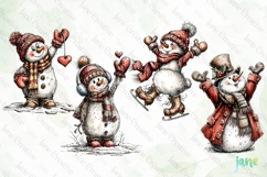 Whimsical Christmas Snowmans Clipart Product Image 1
