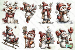 Whimsical Christmas Snowmans Clipart Bundle Product Image 6