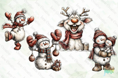 Whimsical Christmas Snowmans Clipart Product Image 1