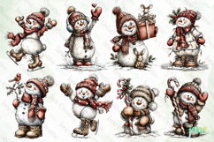 Whimsical Christmas Snowmans Clipart Bundle Product Image 8