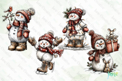 Whimsical Christmas Snowmans Clipart Product Image 1