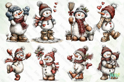 Whimsical Christmas Snowmans Clipart Bundle Product Image 9