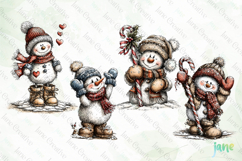 Whimsical Christmas Snowmans Clipart Product Image 1