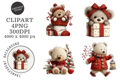 Whimsical Christmas Teddy Bear Blue Clipart Product Image 1