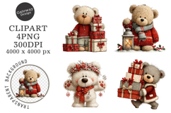 Whimsical Christmas Teddy Bear Blue Clipart Product Image 1