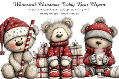 Whimsical Christmas Teddy Bear Clipart Product Image 1