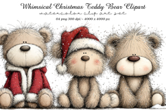 Whimsical Christmas Teddy Bear Clipart Product Image 1