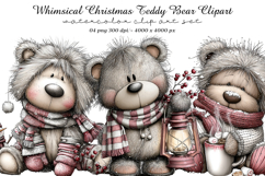 Whimsical Christmas Teddy Bear Clipart Product Image 1