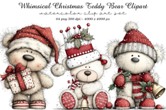 Whimsical Christmas Teddy Bear Clipart Product Image 1