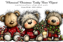 Whimsical Christmas Teddy Bear Clipart Product Image 1