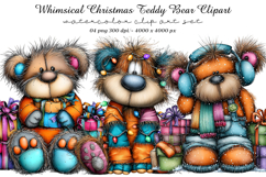 Whimsical Christmas Teddy Bear Clipart Product Image 1