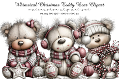 Whimsical Christmas Teddy Bear Clipart Product Image 1