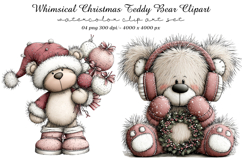 Whimsical Christmas Teddy Bear Clipart Product Image 1